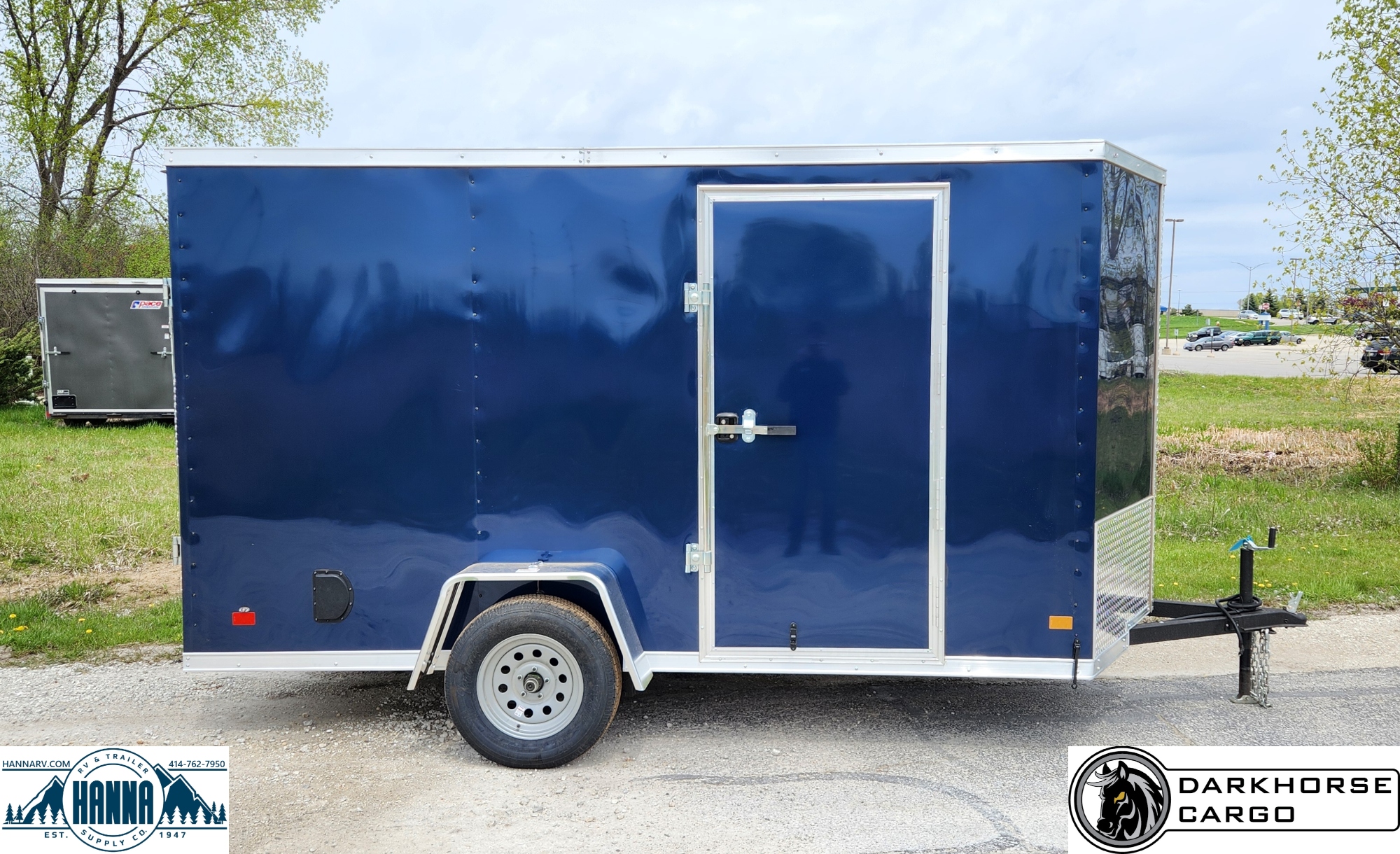 DarkHorse 6X12 Wedge Nose Single Axle Steel Cargo Trailer with Ramp Door, 6" Extra Height - 2500 Series - Indigo Blue